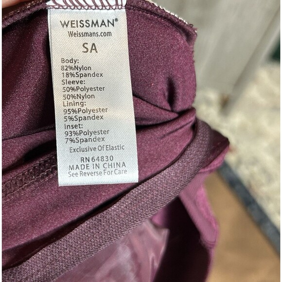 Weissman Dance Leotard Size S Burgundy Lycra Puff Sheer Sleeves - Picture 7 of 10